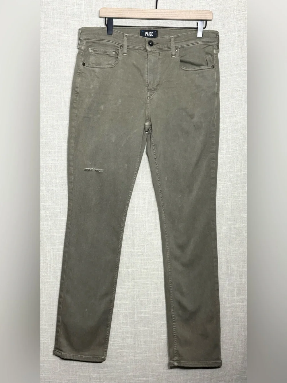 NWOT PAIGE Men's Federal Slim Straight Jeans Vintage Weathered Mushroom Size 34